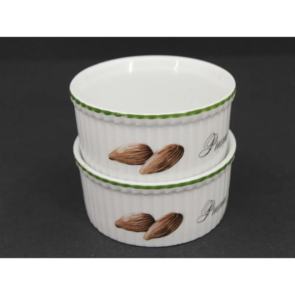 Apilco Elysian Garden Mini Ramekins Set 2 French Porcelain White